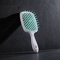 Расчёска Hollow Comb SUPERBRUSH PLUS белая с мятной щетиной