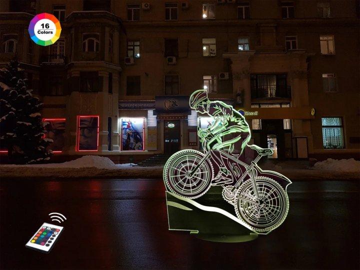 3D нічник "Велосипед 3" (ВОЛІЧНЕ ЗОБРАЖЕННЯ) + пульт ДК + мережевий адаптер батарейки (3 ААА) 3DTOYSLAMP, фото 1