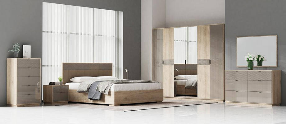 Спальня в сучасному стилі Грейс  Світ меблів, колір  дуб королівський \ капучіно, фото 2