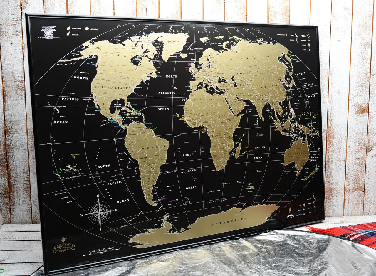 Скретч карта мира My Map Black Edition gold (на англ. языке), карта для отметок путешествий (NS) - фото 3 - id-p1472520059