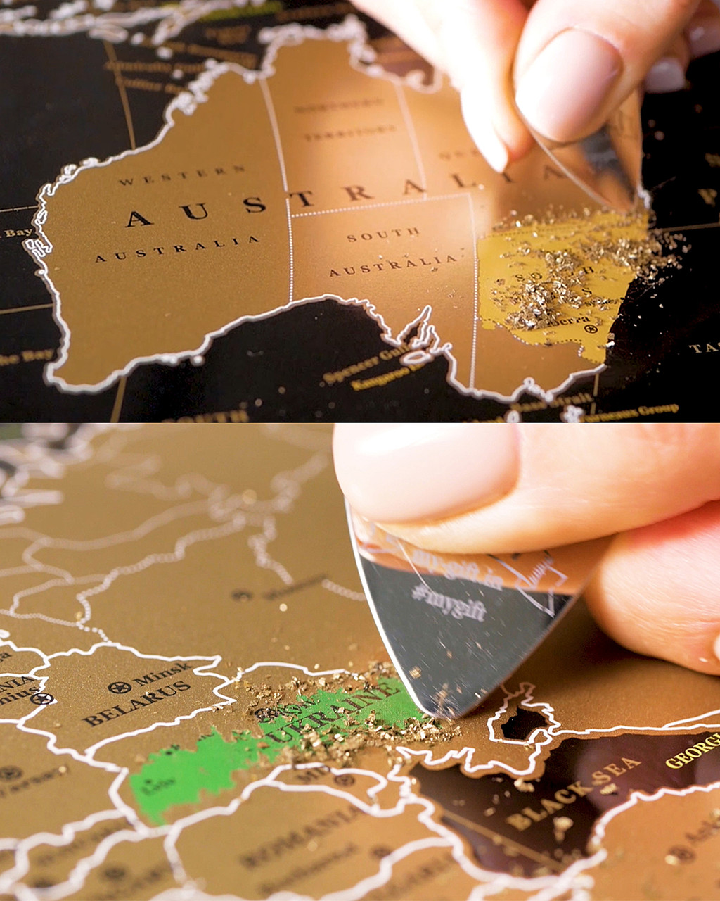 Скретч карта мира My Map Black Edition gold (на англ. языке), карта для отметок путешествий (NS) - фото 5 - id-p1472520059