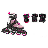 Ролики раздвижные c защитой Rollerblade Microblade Combo G pink white 2021