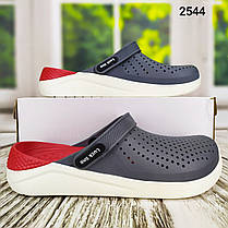 Сабо крокси підліткові для хлопчика сірі з червоним Luck Line силіконові, фото 3