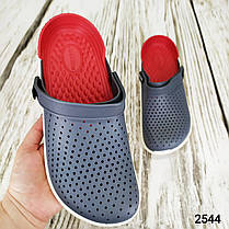 Сабо крокси підліткові для хлопчика сірі з червоним Luck Line силіконові, фото 4