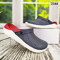 Сабо крокси підліткові для хлопчика сірі з червоним Luck Line силіконові, фото 2