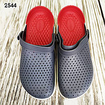 Сабо крокси підліткові для хлопчика сірі з червоним Luck Line силіконові, фото 5