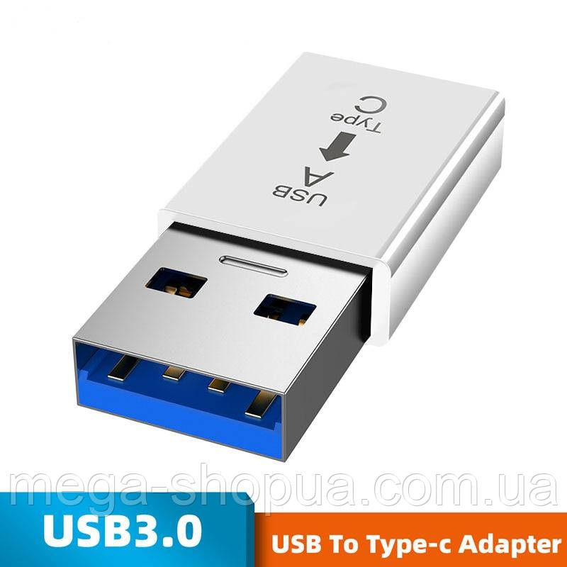 Перехідник USB 3.0 Male to Type-C Female Adapter Converter. Адаптер TypeC (мама) - USB (тато) Білий WA22XAS