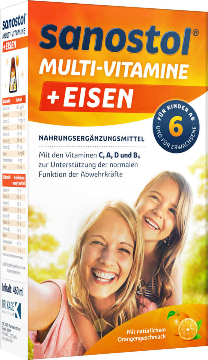 Вітамінний сироп для дорослих і дітей від 6 років Sanostol Multi - Vitamine mit Eisen, 460 ml.