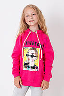 Дитяче утеплене худі з яскравим малюнком для дівчаток Mevis малинове