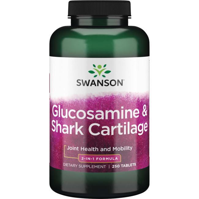 Глюкозамін та Акулячий хрящ, Glucosamine & Shark Cartilage, Swanson, 250 таблеток