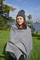 Теплый уютный брендовый женский шарф серый