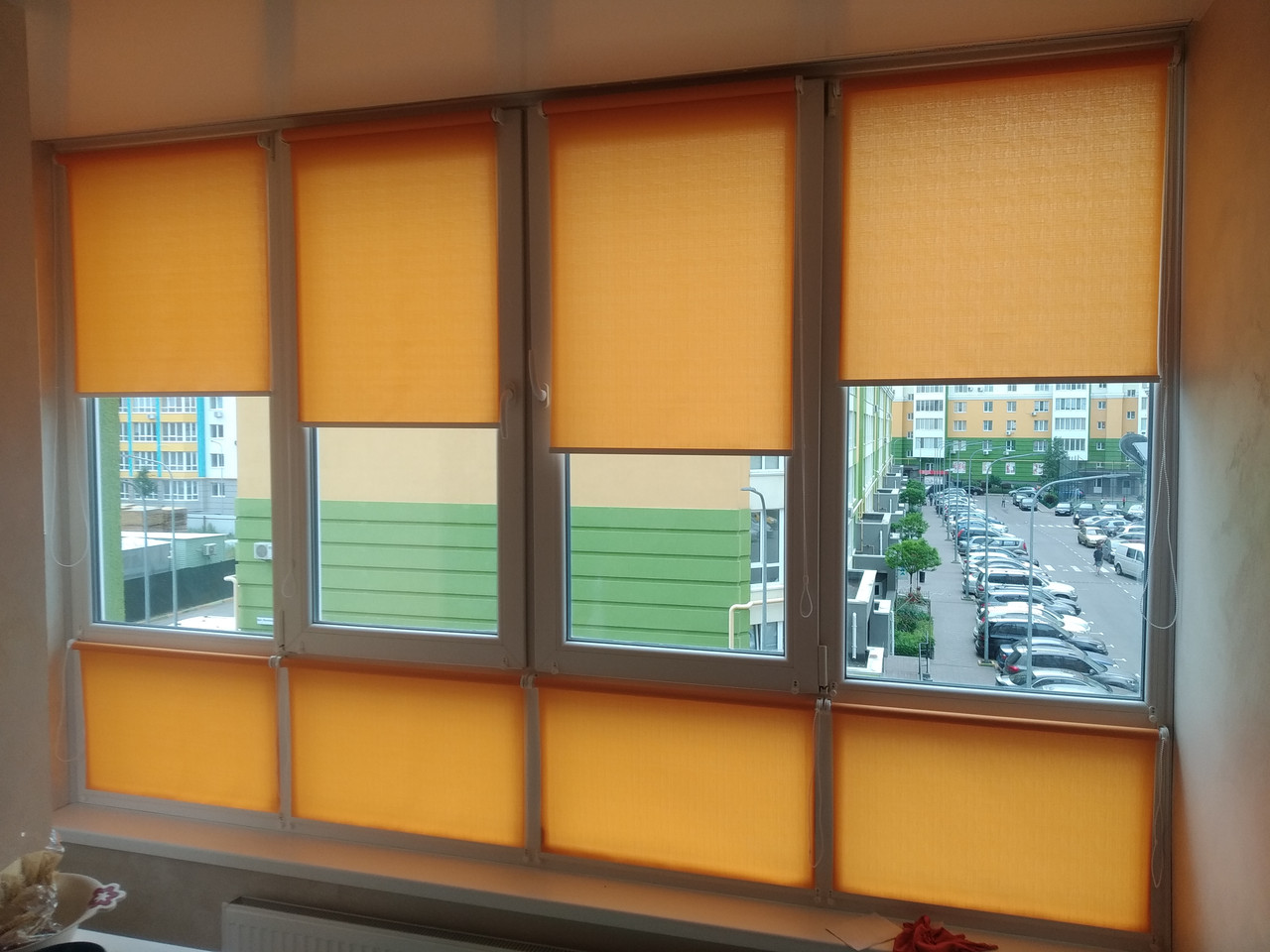 Помаранчеві рулонні штори Льон. Тканинні ролети Len,, фото 1