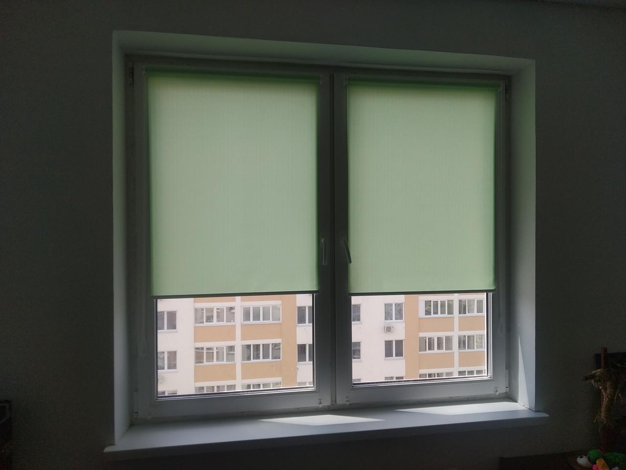 Салатові рулонні штори Льон. Тканинні ролети Len,, фото 1