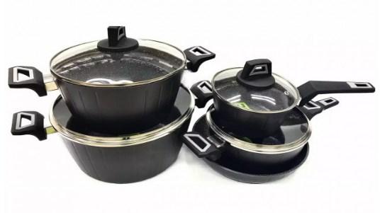 Набір посуду Benson BN-343 9 предметів із литого алюмінію з мармуровим покриттям, фото 1