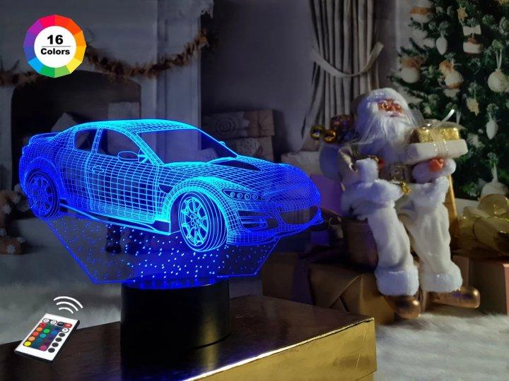 3D нічник "Автомобіль 6" (ВОЛІЧНЕ ЗОБРАЖЕННЯ) + пульт ДК + мережевий адаптер + батарейки (3ААА) 3DTOYSLAMP, фото 1