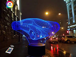 3D нічник "Автомобіль 7" (ВОЛІЧНЕ ЗОБРАЖЕННЯ) + пульт ДК + мережевий адаптер + батарейки (3ААА)  3DTOYSLAMP