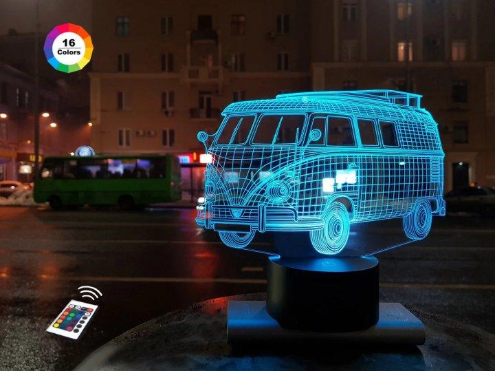3D нічник "Автомобіль 8" (ВОЛІЧНЕ ЗОБРАЖЕННЯ) + пульт ДК + мережевий адаптер + батарейки (3ААА)  3DTOYSLAMP, фото 1