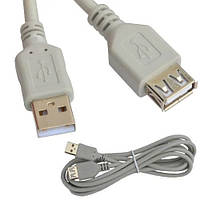 Удлинитель USB, штекер A - гнездо А, version 2,0, Ø4.5мм, 1.8м, серый