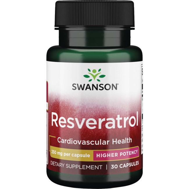 Ресвератрол, Swanson, Resveratrol, 250 мг, 30 капсул