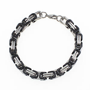 Браслет чоловічий SteelRage Stainless Steel колір чорний зі сріблом із медичної сталі довжина 22 см ширина 8 мм