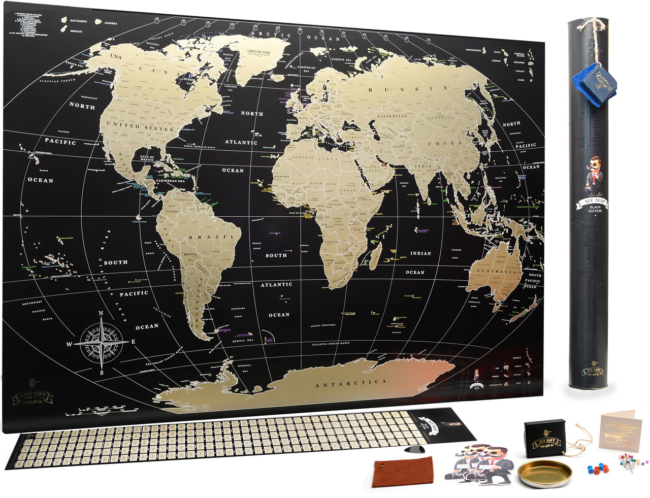 Скретч карта світу My Map Black Edition gold (на англ. Мові), карта для відміток подорожей (NS)