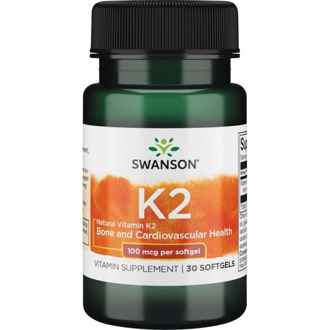Вітамін К-2, Swanson, Natural Vitamin K-2, 100 мкг, 30 капсул