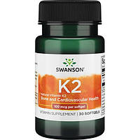 Вітамін К-2, Swanson, Natural Vitamin K-2, 100 мкг, 30 капсул