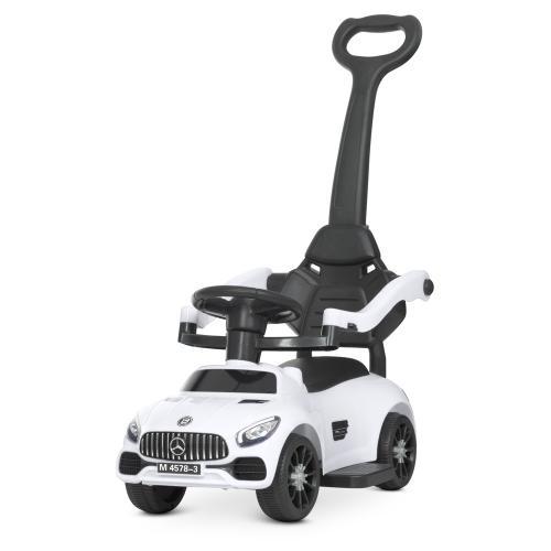 Дитяча каталка-толокар M 4578-1 з батьківською ручкою, біла