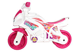 Дитячий компактний толокар для дівчинки Мотоцикл ТехноК каталка спортивний беговел для дитини рожевий