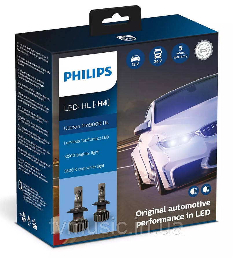 LED-лампи Philips Ultinon Pro9000 H4 12 V 5800 K 18 W 11342U90CWX2