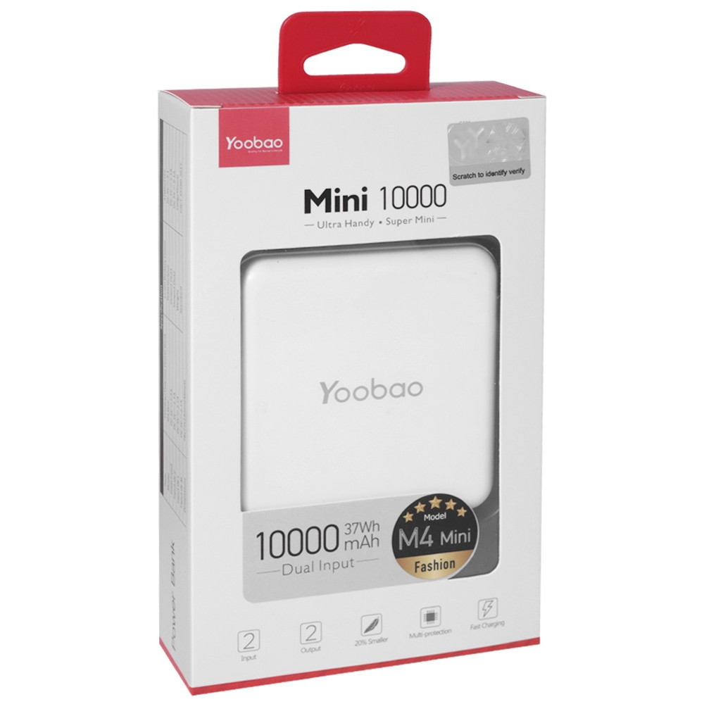 Зовнішній акумулятор (PowerBank) Yoobao M4 mini 10000 mAh White