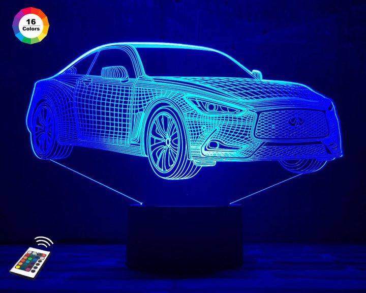 3D нічник "Автомобіль 21 " (ВОЛІЧНЕ ЗОБРАЖЕННЯ) + пульт ДК+ мережевий адаптер +батарейки (3ААА)  3DTOYSLAMP, фото 1
