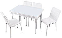Комплект: стол раздвижной обеденный,1022 Beyaz, 90*60 (150*60), кухонный стол и 4 стула.