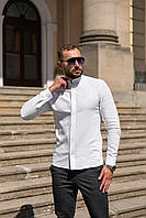 Мужская льняная рубашка белая с длинным рукавом S M L XL XXL (46 48 50 52 54)