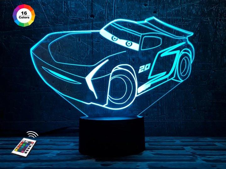 3D нічник "Автомобіль 25" (ВОЛІЧНЕ ЗОБРАЖЕННЯ) + пульт ДК + мережевий адаптер + батарейки (3ААА) 3DTOYSLAMP, фото 1