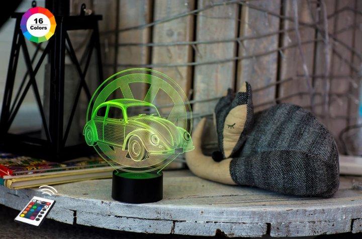 3D нічник "Автомобіль 27" (ВОЛІЧНЕ ЗОБРАЖЕННЯ) + пульт ДК + мережевий адаптер +батарейки (3ААА) 3DTOYSLAMP, фото 1