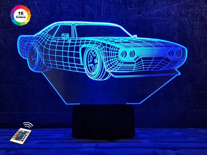 3D нічник "Автомобіль 29" (ВОЛІЧНЕ ЗОБРАЖЕННЯ) + пульт ДК + мережевий адаптер +батарейки (3ААА) 3DTOYSLAMP, фото 1