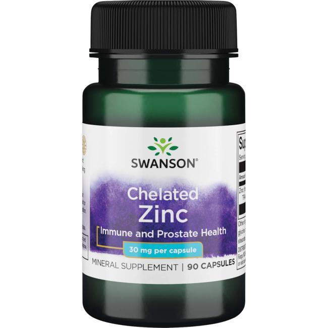 Хелат цинка, Chelate Zinc, Swanson, 30 мг 90 капсул
