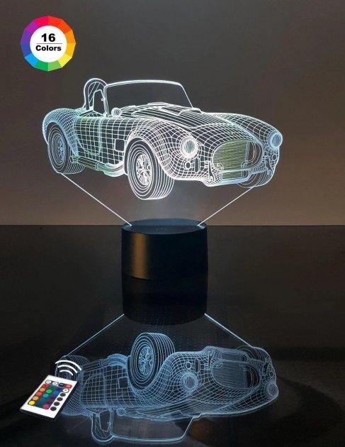 3D нічник "Автомобіль 31" (ВОЛІЧНЕ ЗОБРАЖЕННЯ) + пульт ДК + мережевий адаптер + батарейки (3ААА) 3DTOYSLAMP, фото 1