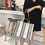 Тканинна сумка-шоппер в синю смужку, фото 3