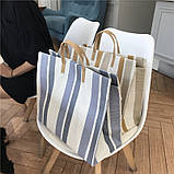 Тканинна сумка-шоппер в синю смужку, фото 7