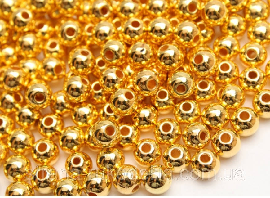 Бусины гальванические Lux , размер 6 мм , цвет золото , набор 50 шт - фото 1 - id-p1472732970