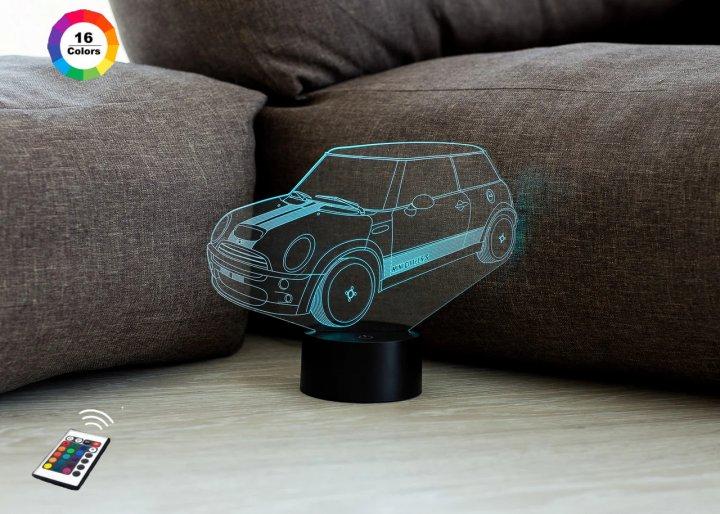 3D нічник "Автомобіль 37" (ВОЛІЧНЕ ЗОБРАЖЕННЯ) + пульт ДК + мережевий адаптер + батарейки (3ААА) 3DTOYSLAMP, фото 1
