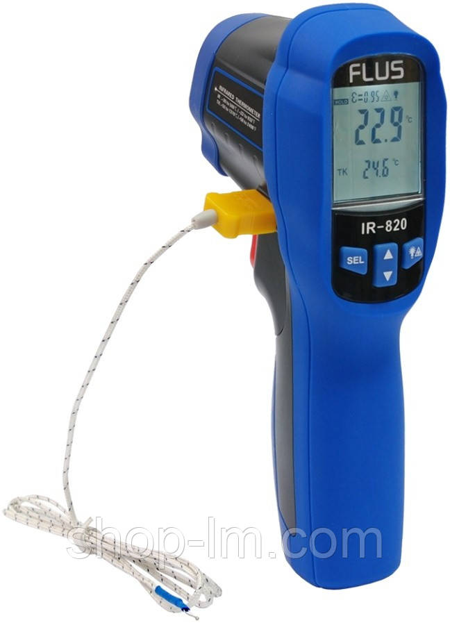 Пірометр FLUS IR-820 ( SRF720 ) (-30...+500 С) з термопарою К-типу (-50 ° с до +1370℃) 13:1