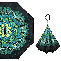Зонт обратного сложения Цветок umbrella Павлин