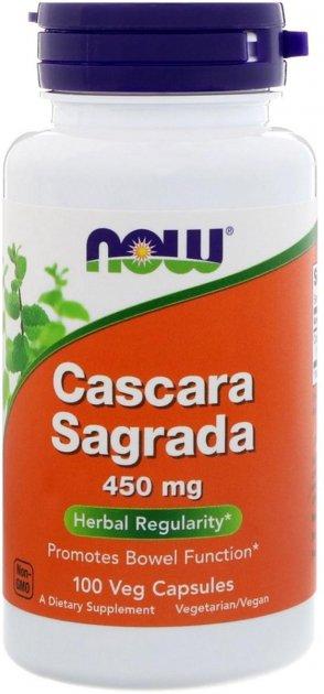 Поліпшення роботи кишківника Now Foods — Cascara Sagrada 450 мг (100 капсул)