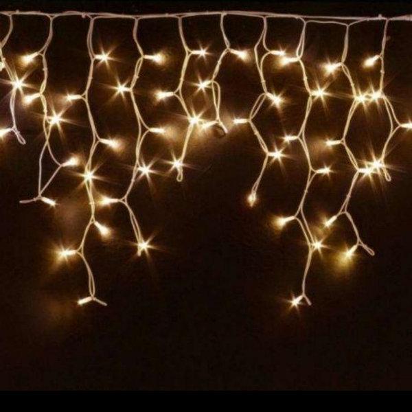 Гірлянда вулична на білому дроті,3 м 100 Led з перехідником,золото