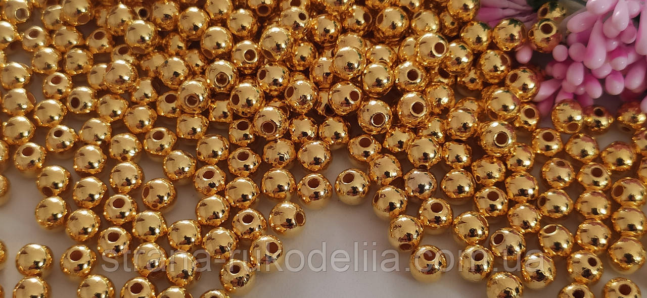 Бусины гальванические Lux 8 мм золотистый , набор 50 шт - фото 3 - id-p1472765843