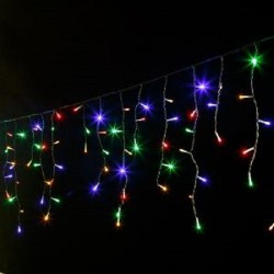 Гірлянда вулична на білому дроті,3 м 100 Led з перехідником,мульти, фото 1