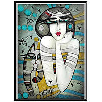 Алмазная вышивка "Девушка с кошкой " египетский дизайн, пирамида полная выкладка,мозаика 5d,наборы 30х40 см